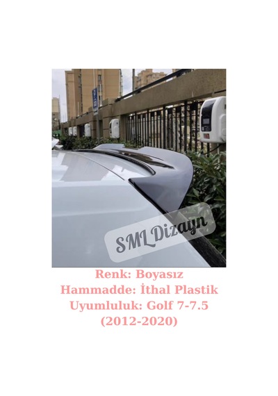 Volkswagen Golf 7 R Line Spoiler Boyasız Golf 7 Gti Spoyler-kanat