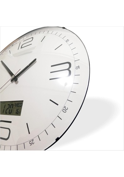 M3 Decorium Büyük Beyaz Hassas Dijital Termometreli Tarih Göstergeli 35 Cm Sessiz Kayar Saniyeli Duvar Saati Diğer