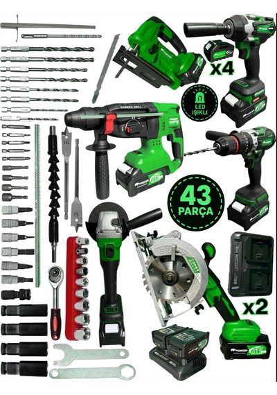 Schmıtzer 6lıset-y Set Pro 21v 43 Parça Şarjlı Hilti Matkap Somun Sökme Taşlama Dekupaj Dairesel Testere