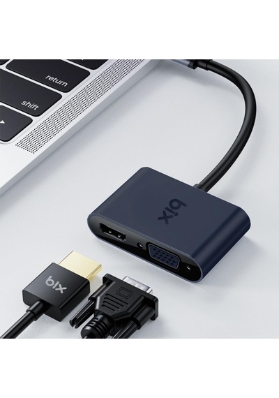 Bx14hb Usb-c 3.1 Hdmı Vga Macbook Uyumlu Çoklu Port Çevirici Adaptör Hub 4k Destekli Taşınabilir