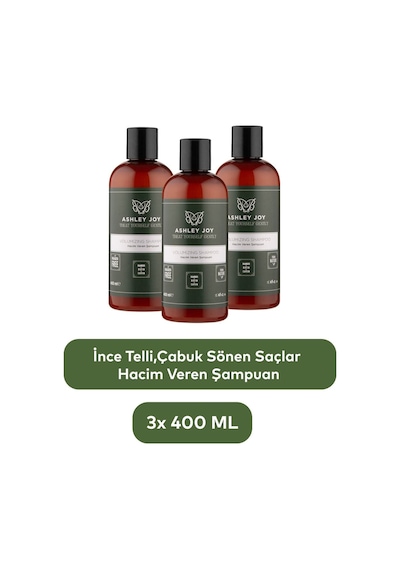 Ince Telli Saçlara Hacim Veren Bitki Özlü Dolgunlaştırıcı Biotin Ve Kafein Şampuan 400 Ml X3 Set