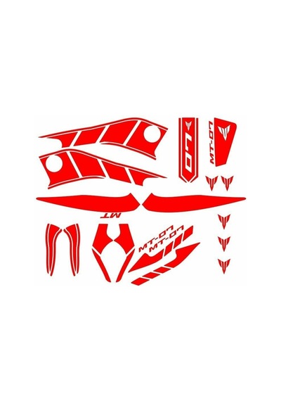 Yamaha Mt07 2014 - 2017 Uyumlu Kırmızı Sticker Set Standart