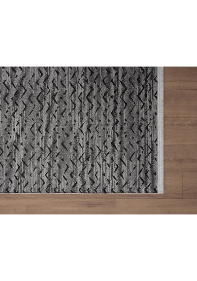 Feel Fl010z Gri Halı Modern Desenli Akrilik Tozu Az Pamuk Taban Salon Halısı Yatak Odası Koridor
