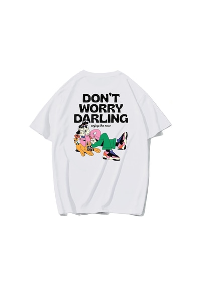 Brz Collection Unisex Oversize Don't Worry Arka Baskılı T-shirt-beyaz Beyaz