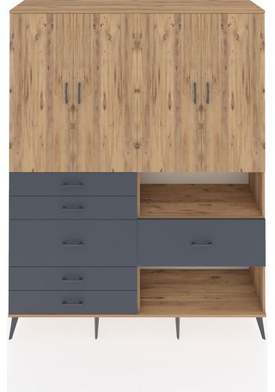 Hyperion Gardrop 7 Raflı 6 Çekmeceli 4 Kapaklı 176x44x221 Çam-çam/antrasit Çam/antrasit Hyperion Gardrop 7 Raflı 6 Çekmeceli 4 Kapaklı 176x44x221 Çam-çam/antrasit Çam/antrasit