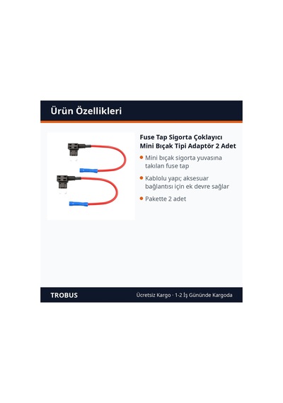 Trobus Fuse Tap Sigorta Çoklayıcı Mini Bıçak Tipi Adaptör 2 Adet Diğer