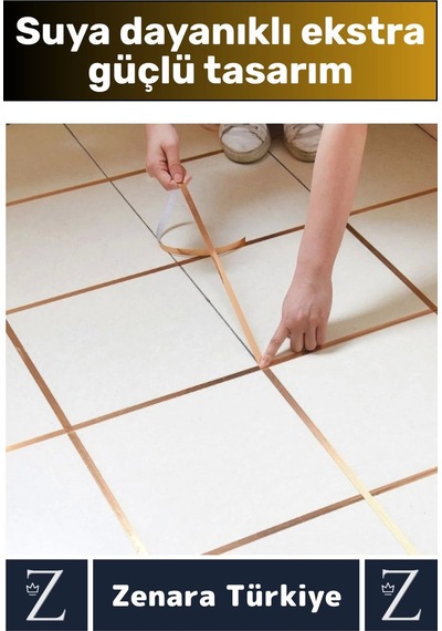 Premium Kendinden Yapışkanlı Su Geçirmez Fayans Arası Gold Şerit Derz Bant 1 Cm X 50 Metre 5 Adet
