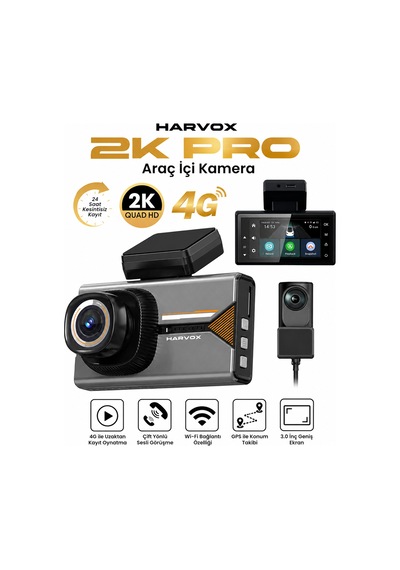Bagajon 2k Pro Akıllı Araç Kamerası 4g Wifi Gps 24 Saat Kayıt, Çift Yönlü Sesli Görüşme, Gece Görüşü, G-sensör