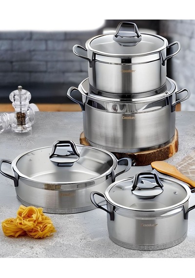 Cooker Ckr-2875 8 Pç Gümüş Kulp Çelik Tencere Seti Gri