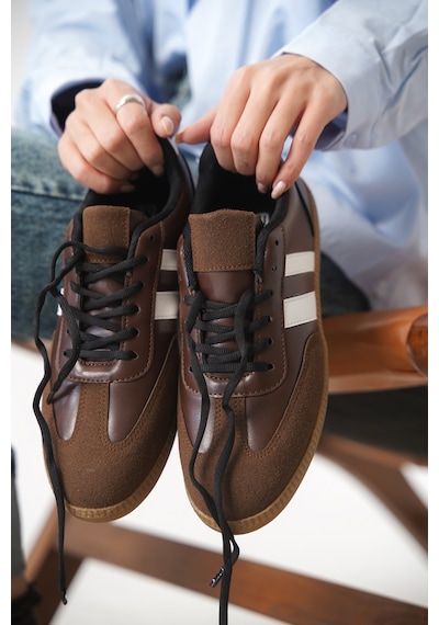 Daxtors Garantili Agnus Günlük Ortopedik Kadın Sneaker Spor Ayakkabı Kahverengi