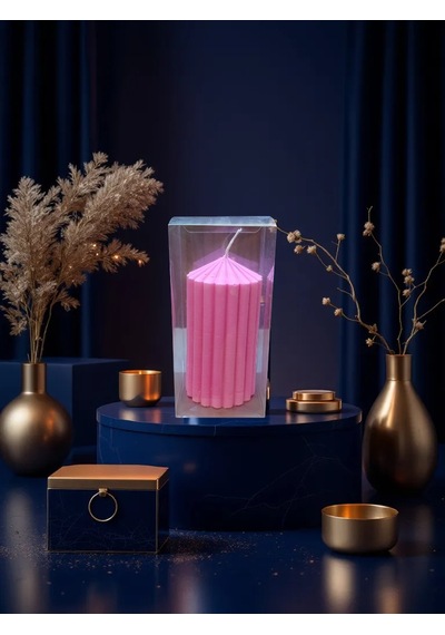 Kokulu Doğal 20cm-8cm Ebatlarda Pembe Renk Dekoratif Mum Pembe