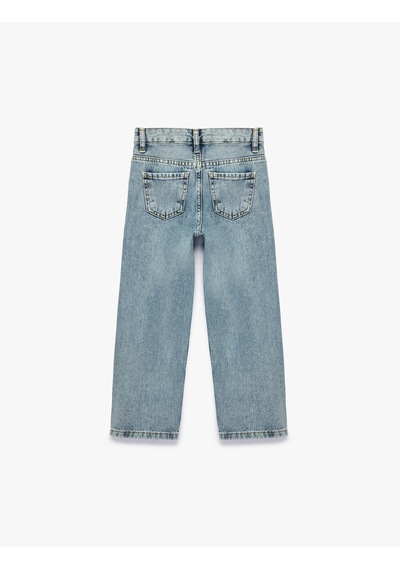 Koton Pamuklu Cepli Loose Fit Denim Pantolon Orta İndigo 7wkb40018td
