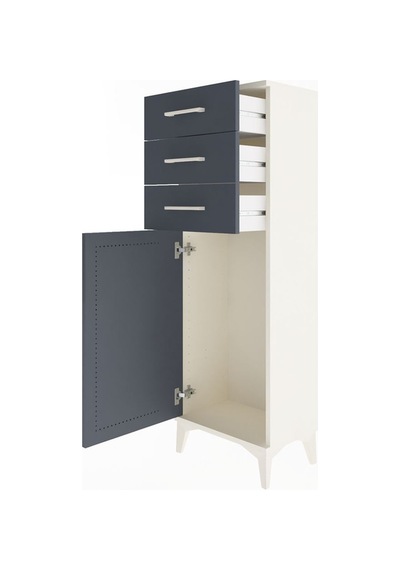 Arges Dolap 3 Çekmeceli Tek Kapaklı 44x30x134 Aytaşı-antrasit Aytaşı