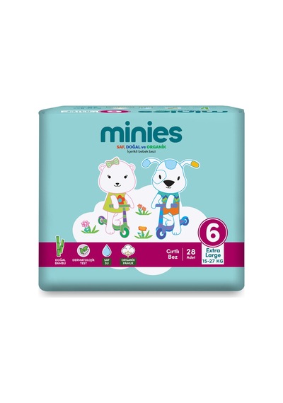 Minies Bebek Bezi Extra Large 6 Beden 15-27 Kg 28'li - 5 Adet Tarı 5 - 6 Numara