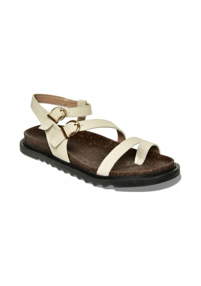 Fox Shoes Y250504002 Bej Süet Kadın Sandalet Bej