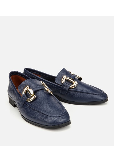 Hotiç Kadın Deri Lacivert Tokalı Klasik Loafer