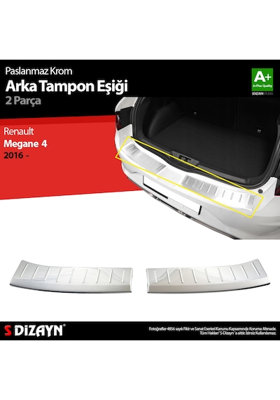S-Dizayn Renault Megane 4 HB Krom Arka Tampon Eşiği 2016 Üzeri