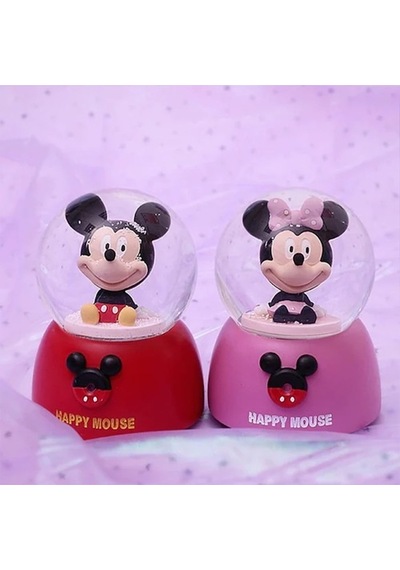 Mickey Mouse Işıklı Müzikli Püskürtmeli Büyük Boy Kar Küresi-Pemb