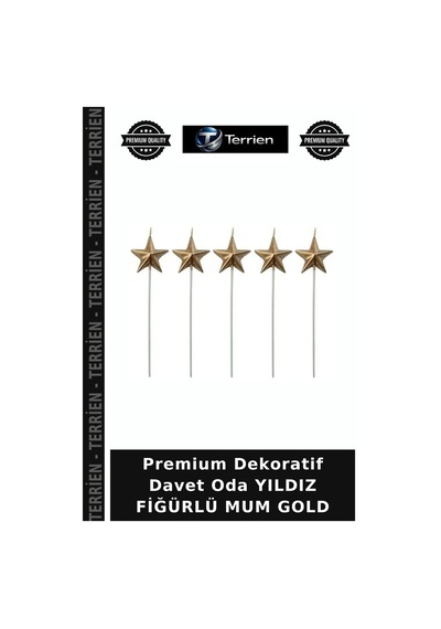 Premium Dekoratif Davet Oda Yıldız Fiğürlü Mum Gold