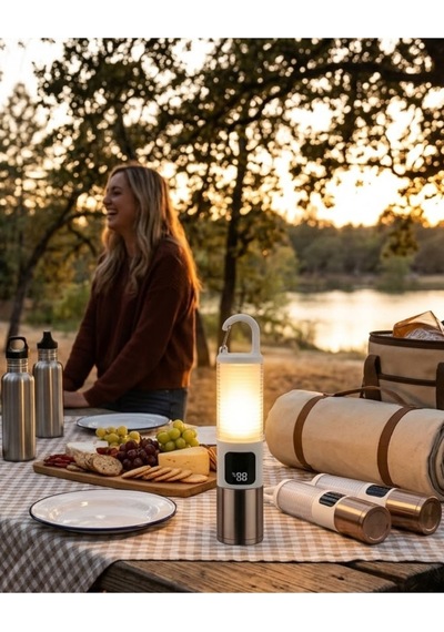 Outdoor Kamp Feneri Usb Şarjlı Yüksek Parlaklık Güç Ekranlı Led Aydınlatma - Sarı