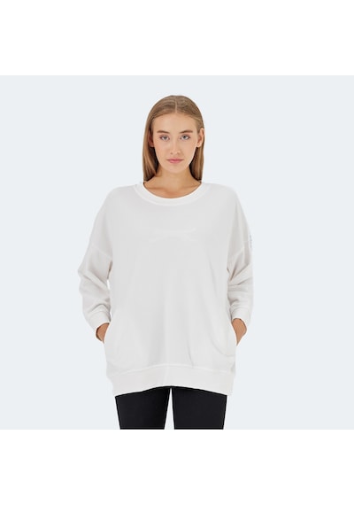 Slazenger VIKENTI SW Oversize Kadın Cepli Oversıze Beyaz Sweatshirt