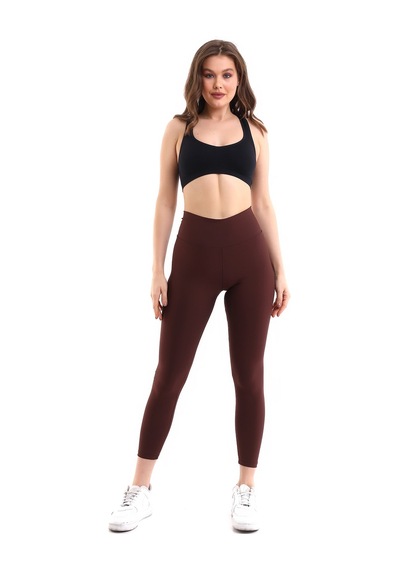 Winmoda34 Kadın Korse Tayt Push Up Yüksek Bel Geniş Kemer Kahve