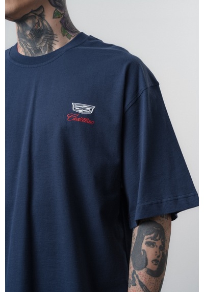 Respire Erkek Cadillac Baskılı Oversize T-shirt Lacivert