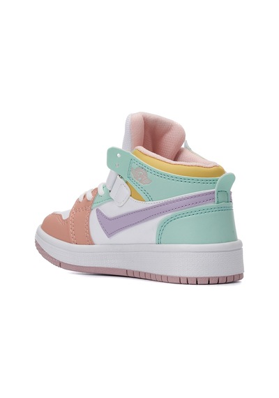 Günlük Unisex Sneaker Bağcıklı Hafif Yumuşak Kaymaz Taban Bilekli Basketbol Ayakkabı 8070 Beyaz- Yeşil- Lila-20