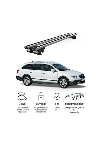 Cb600301199skoda Superb Alldrive Mkıı 2012-2015 Uyumlu Gri Ara Atkı Port Bagaj Tavan Barı