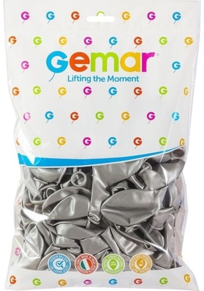 Gemar Metalik Balon Rengi 100'Lü Paket Gümüş