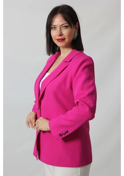 Moda Berray 1905 Fuşya Kadın Büyük Beden Blazer Ceket Fuşya