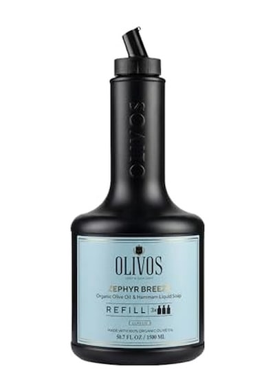 Olivos Zephyr Breeze Hamam Kokulu Zeytinyağlı Sıvı Sabun Refill 1500 Ml 3x500 Ml Nemlendirici, Uzun Süreli Kullanım, Ekonomik Aile Boyu Hamam Kokulu