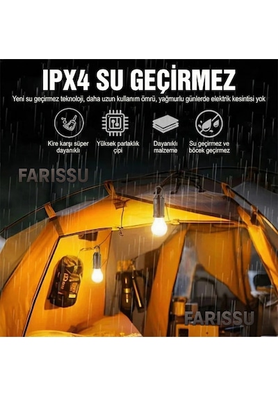 Alaska T01-b Type-c Ve Solar Şarjlı Sıcak Işık Warm Light Kamp Lambası Siyah