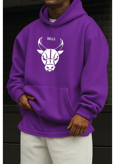 Chıcago Bulls Baskılı Sweatshırt Mor