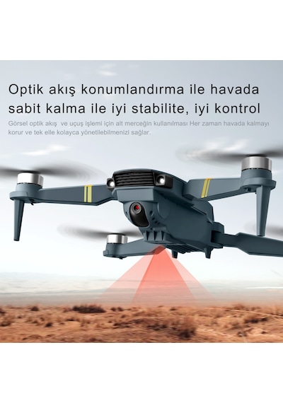 Piha E58 DRONE Yeni Fırçasız Motor 2 Batarya İle 30 DK Uçuş Süresi Hd 720p Çift Kameralı Taşıma Çantalı