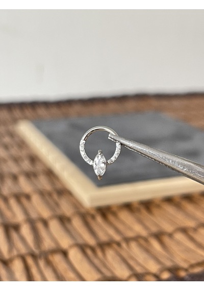 %100 Cerrahi Çelik Markiz Mod 8 MM X 1.2 MM Çelik Kilitli Halka Piercing Gümüş