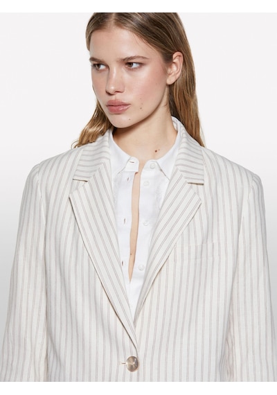 Sisley Keten Karışımlı Düğmeli Cepli Blazer Ceket Kadın Siyah Ceket - 325p25ıclw030 Beyaz Mix Sisley Keten Karışımlı Düğmeli Cepli Blazer Ceket Kadın Siyah Ceket - 325p25ıclw030 Beyaz Mix