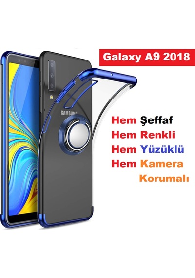 Samsung Galaxy Uyumlu A9 2018 Stantli Köseleri Renkli Seffaf Kilif 318089103 - Renk-Kampanya / Siyah-Nano Ekran Koruyucu(+25 Tl)