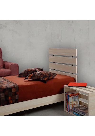 Pasifichome Huga Tek Kişilik Ahşap Karyola Komodin Takım Meşe 100 Cm