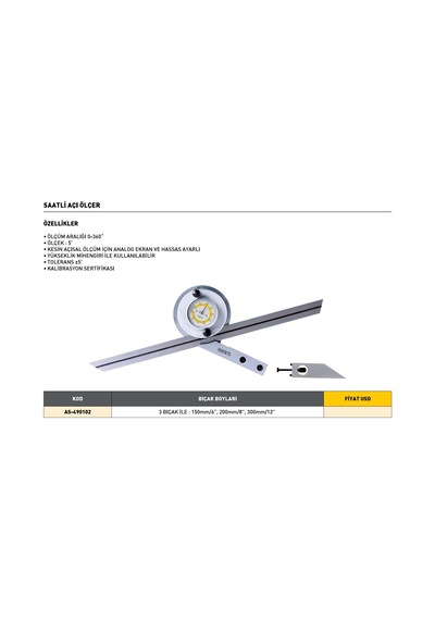 Fett As-490102 Asimeto 3 Bıçak Saatli Açı Ölçer