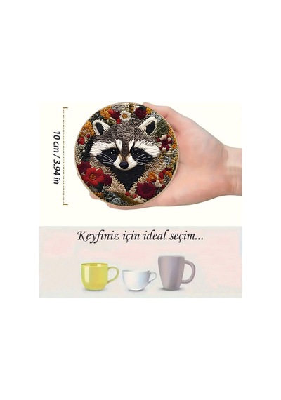Kututr Orman Hayvanları Temalı 6'li Mdf Bardak Altlığı Seti 10 Cm Brd-036 Diğer
