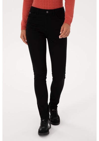 U.S. Polo Assn. Kadın Siyah Toohpick Fit Kanvas Pantolon 50309156-VR046
