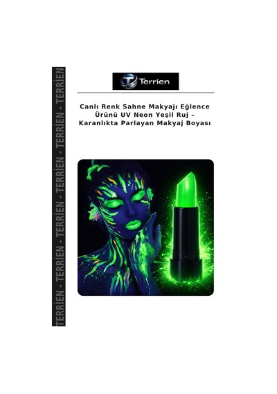 Canlı Renk Sahne Makyajı Eğlence Ürünü Uv Neon Yeşil Ruj Karanlıkta Parlayan Makyaj Boyası YEŞİL