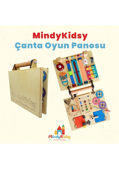 Montessori Aktivite Öğrenme Çantası Eğitici ve Geliştirici Ahşap Oyuncak Panosu Tahtası