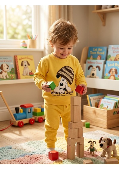 Güneş Kids Çocuk Sarı Köpek Figürlü İkili Takım Açık Sarı