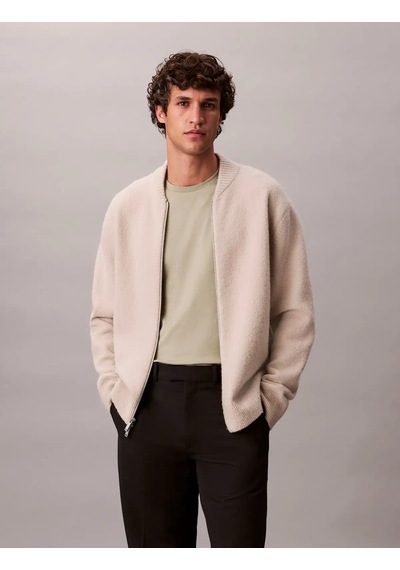 Calvin Klein Ls Bomber Cashmere Bej Erkek Kaşmir Karışımlı Fermuarlı Ceket Calvin Klein Ls Bomber Cashmere Bej Erkek Kaşmir Karışımlı Fermuarlı Ceket