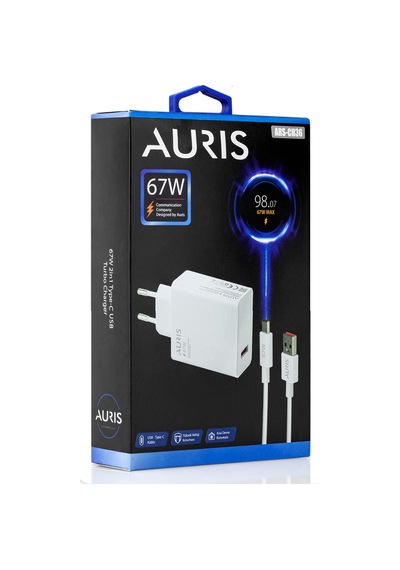 Auris ARS-CH36 67W Yüksek Hızlı Saliseli Usb Başlık+ Typec Kablo Şarj Seti