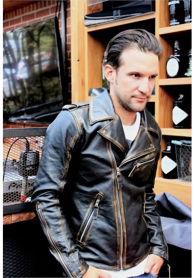 Nyc Giyim Tekstil & Deri Biker Motorcu Eskitme Spor Mont Uzun Kolllu Siyah - Sarı