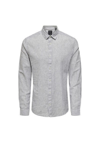 Only & Sons Onscaıden Ls Strıpe Lınen Shırt Lacivert 001
