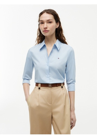 Tommy Hilfiger Ess Poplın Regular Shırt Kadın Mavi Gömlek - Ww0ww47169